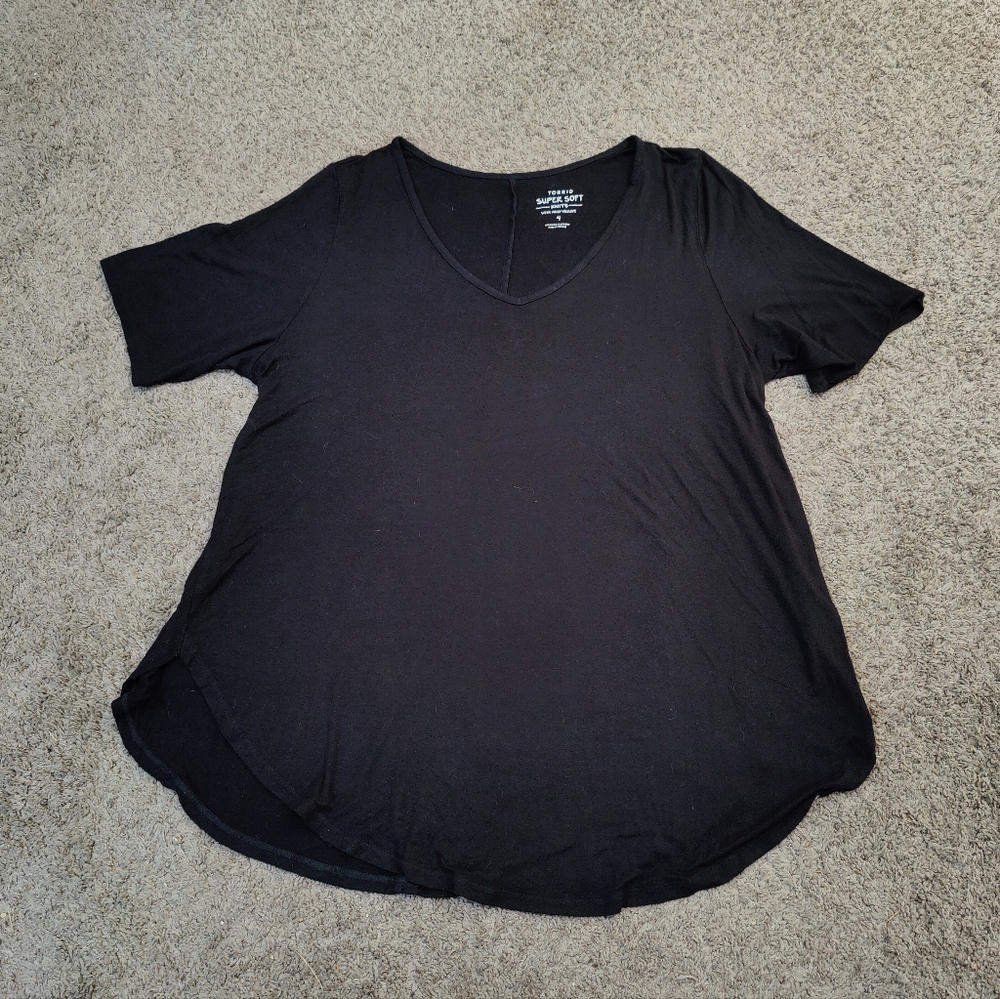 Torrid Black Short Sleeve V-Neck Super Soft Top